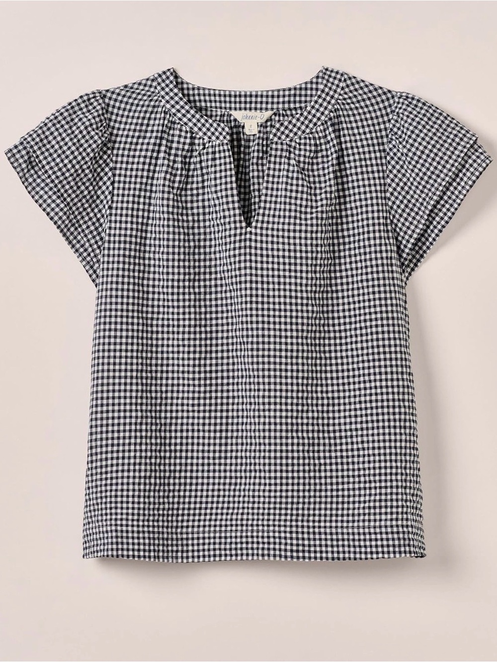 johnnie‑O Trish Flutter Sleeve Gingham Top – Size S